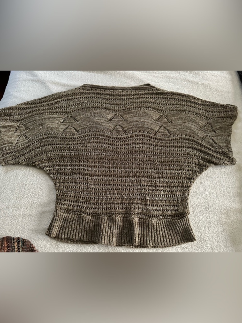 Canyon River Blues Open-Knit Taupe Crewneck Sweater